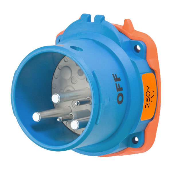 63-68072-972 - DSN60 INLET POLY BLUE SIZE 3 TYPE 4X IP 69 2P+G 60A 250 VAC 60 Hz +2 AUX